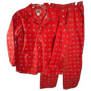 Barn Fly Womens Small Red Pajama Set Button Front Lounge Pants 2 Piece
